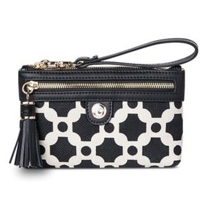 NWT - Spartina 449 Black & White May River Onyx Tassel Wristlet